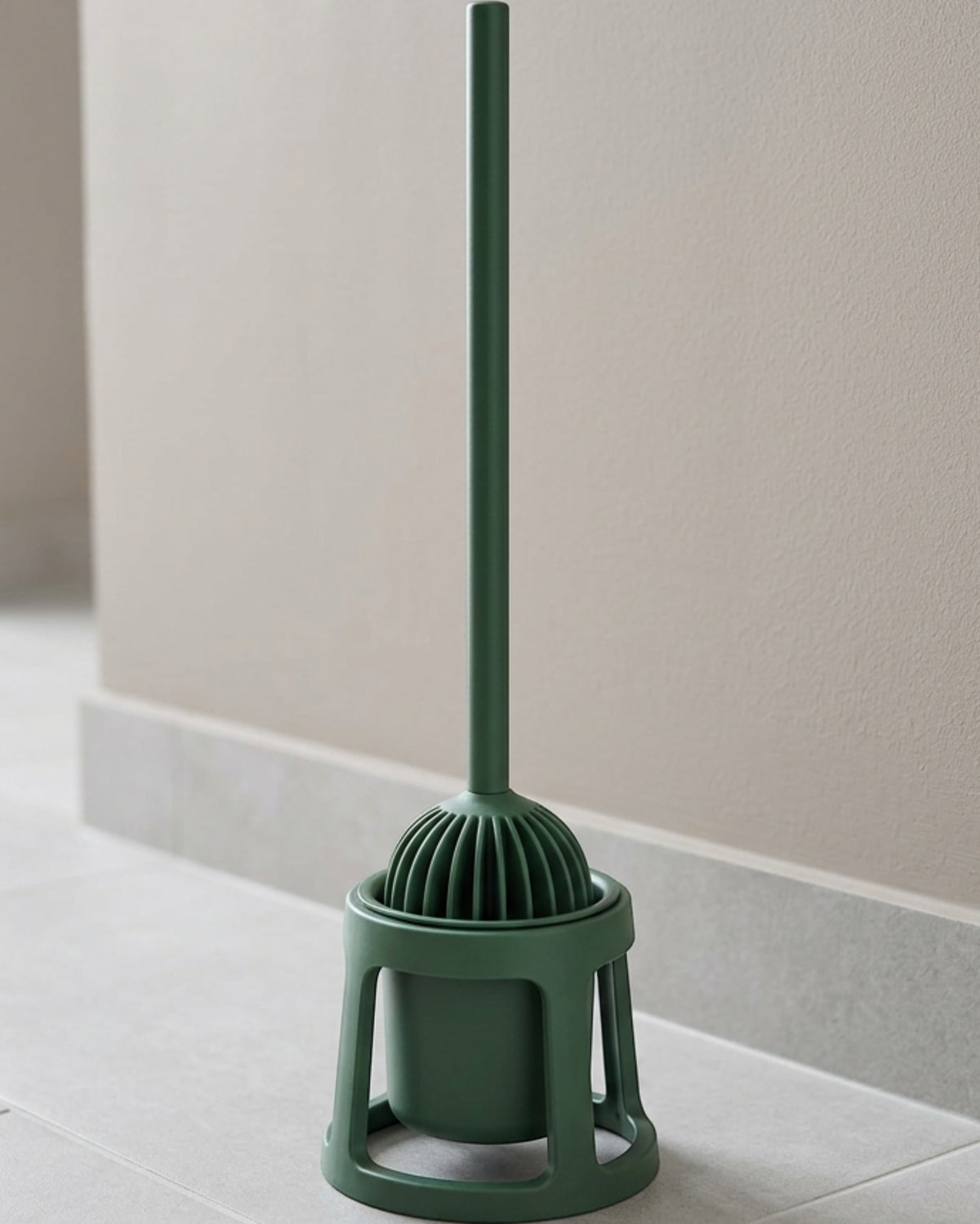 Jtfng Dome Radial Fin Silicone Toilet Brush Ring Pedestal Green - Lifestyle view