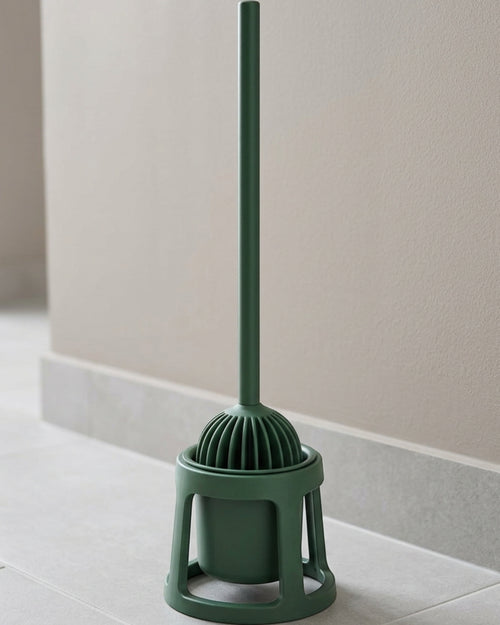 Jtfng Dome Radial Fin Silicone Toilet Brush Ring Pedestal Green - Lifestyle view