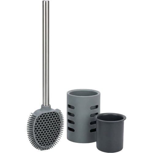Jtfng Elliptical Honeycomb Silicone Toilet Brush Vented Base Gray - Product view