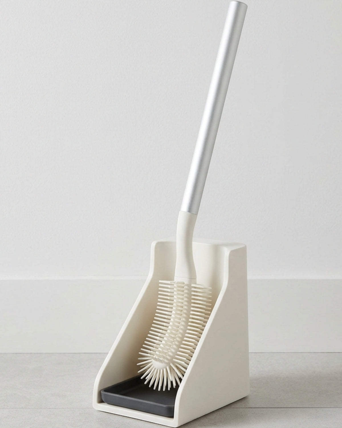 Jtfng S-Curve Silicone Edge Toilet Brush Lean-Back Holder White - Lifestyle view