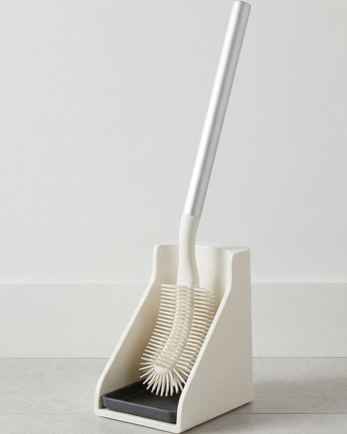 Jtfng S-Curve Silicone Edge Toilet Brush Lean-Back Holder White - Lifestyle view